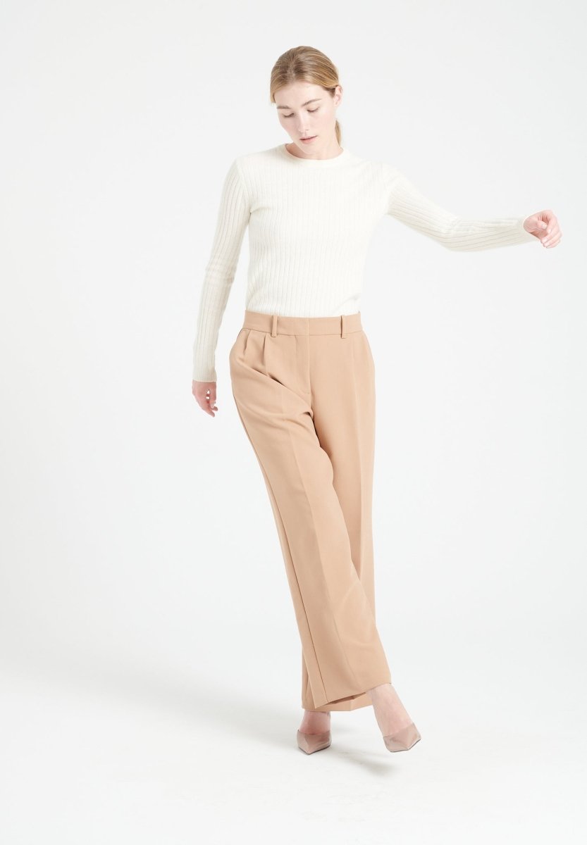 Pull col rond cachemire écru femme - LILLY 16