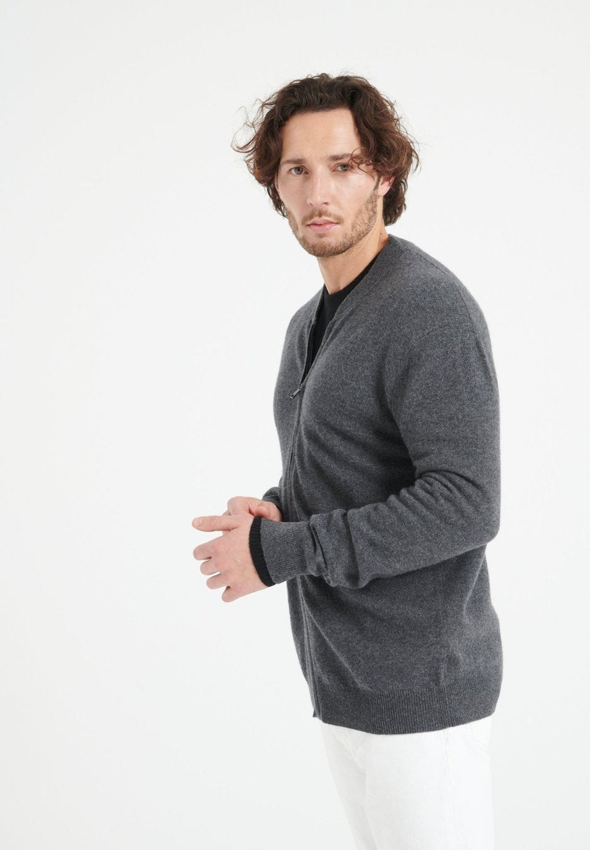 Cardigan cachemire gris anthracite homme - LUKE 10
