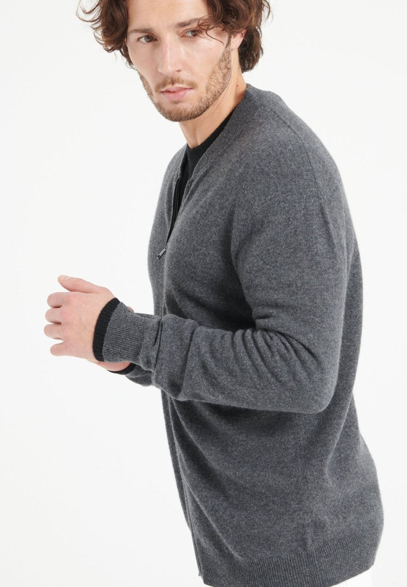 Cardigan cachemire gris anthracite homme - LUKE 10