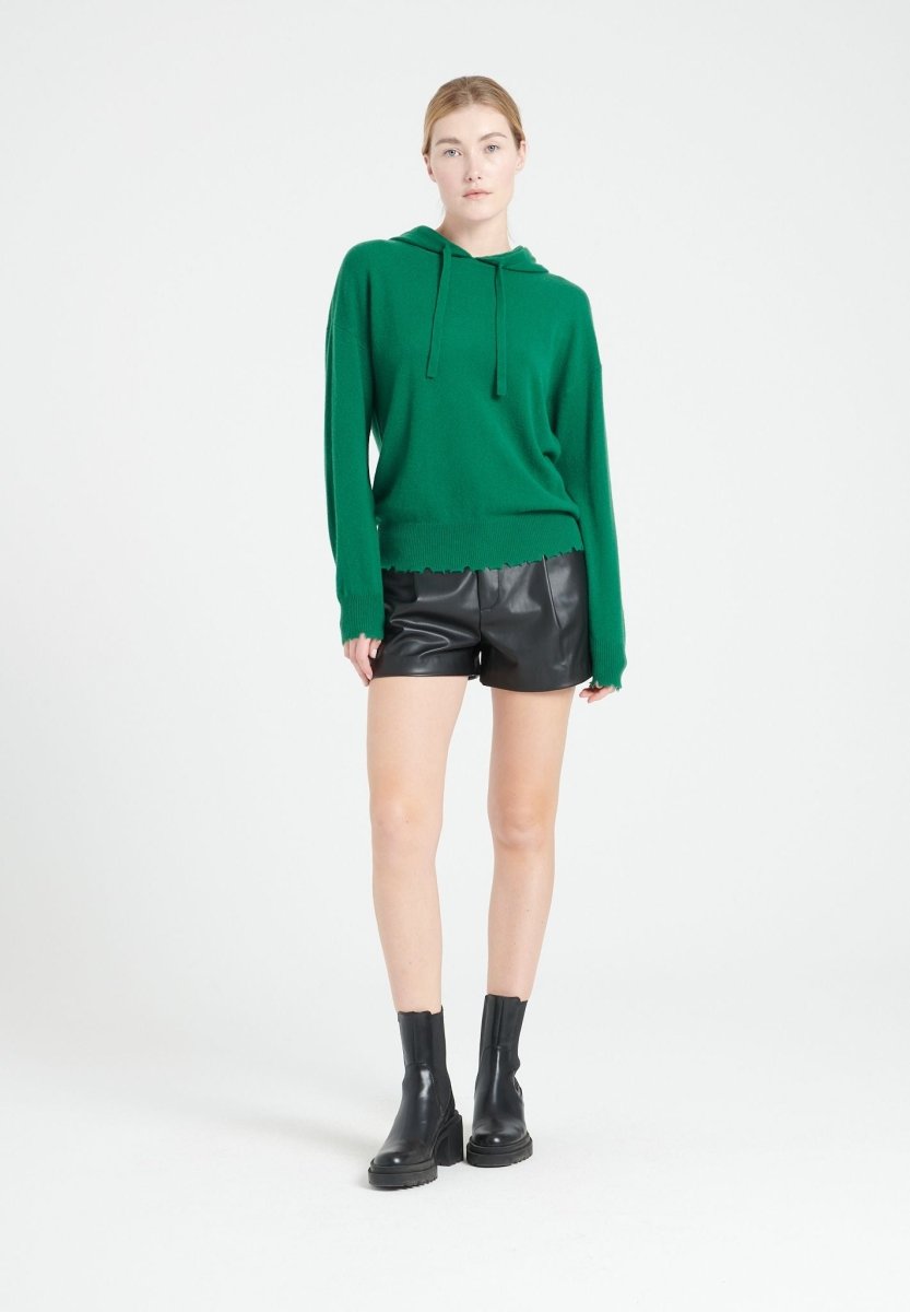 Sweat à capuche cachemire vert émeraude femme - MIA 16